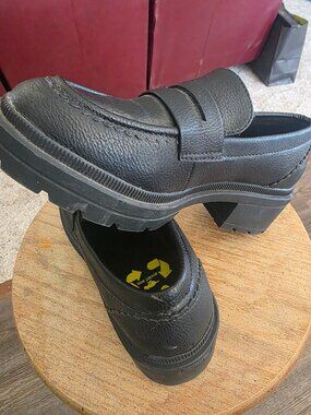 Black heeled loafers